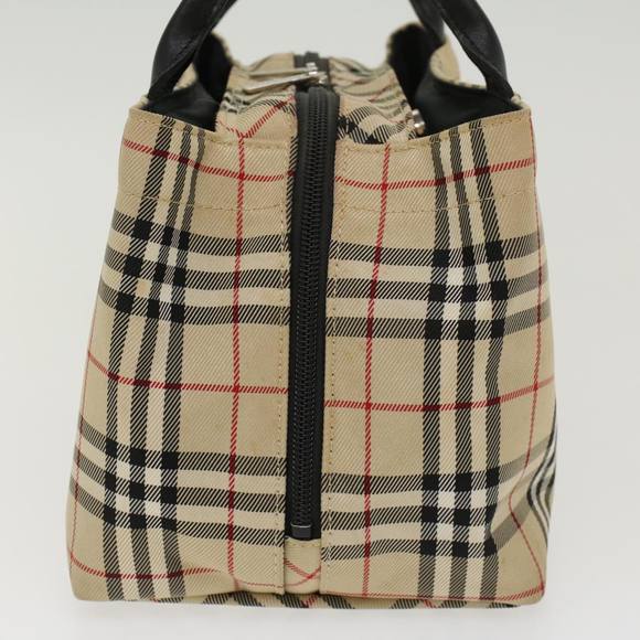 Burberrys Nova Check Blue Label Hand Bag Nylon Beige Auth bs6659 - Picture 4 of 16